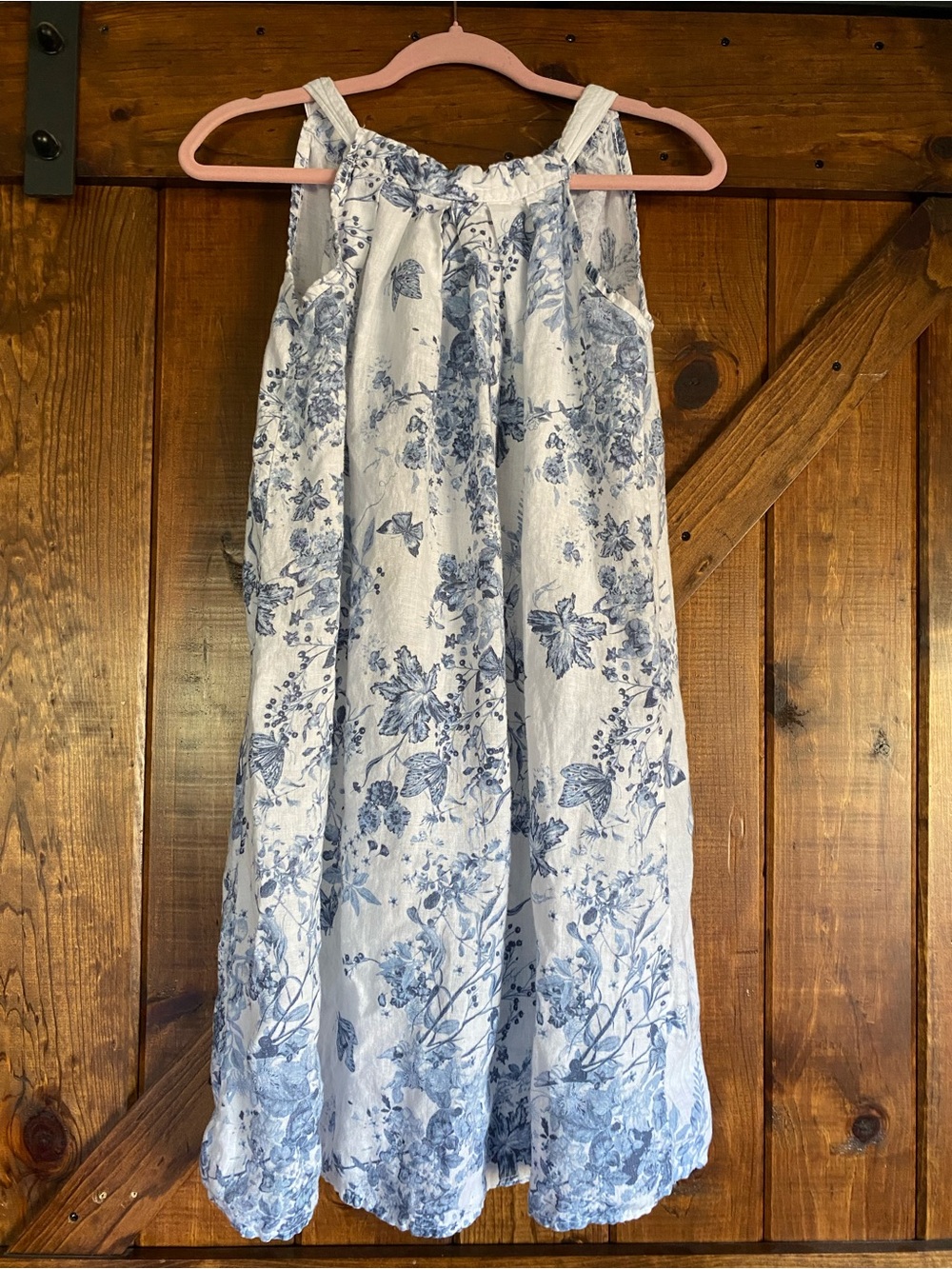 Blue Floral Bellambia Linen Mini Dress